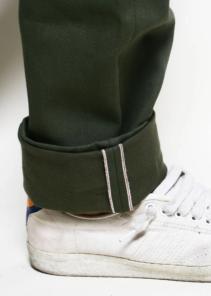 Rogue Territory Officer Trousers High - Olive Selvedge