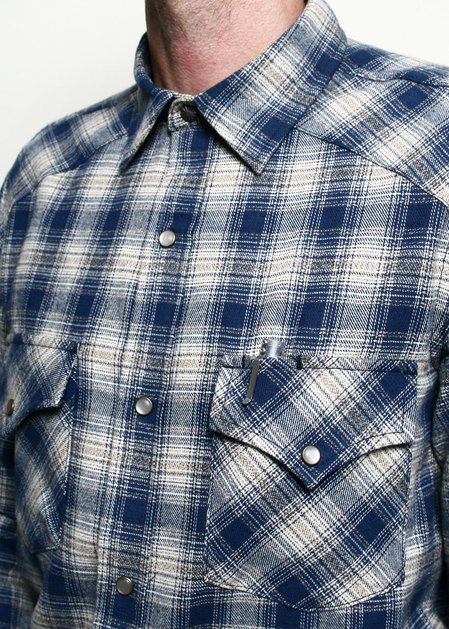 Rogue Territory Western Shirt - Navy Plaid
