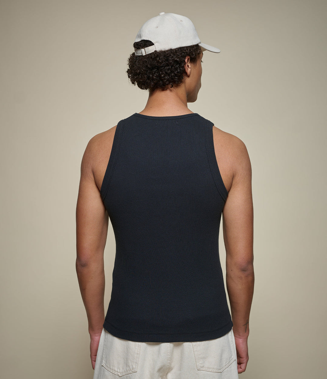 Merz b. Schwanen - Iconic Ribbed Cotton Tank Top in Deep Black
