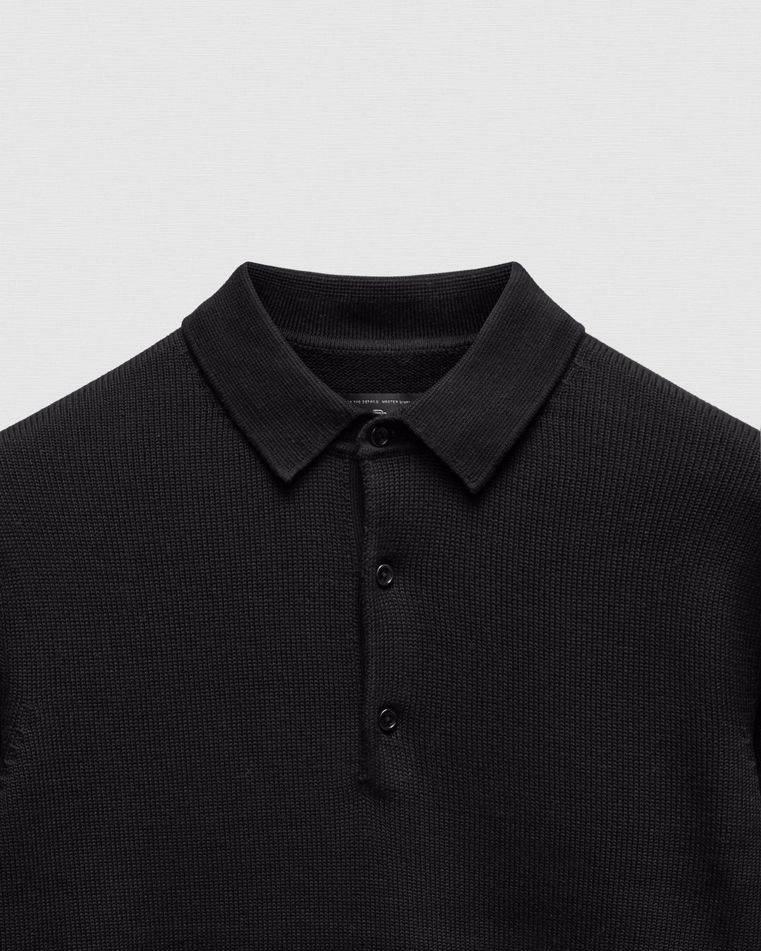 Reigning Champ - Supima Knit Commodore Polo Sweater in Black