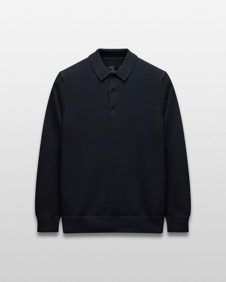 Reigning Champ - Supima Knit Commodore Polo Sweater in Navy