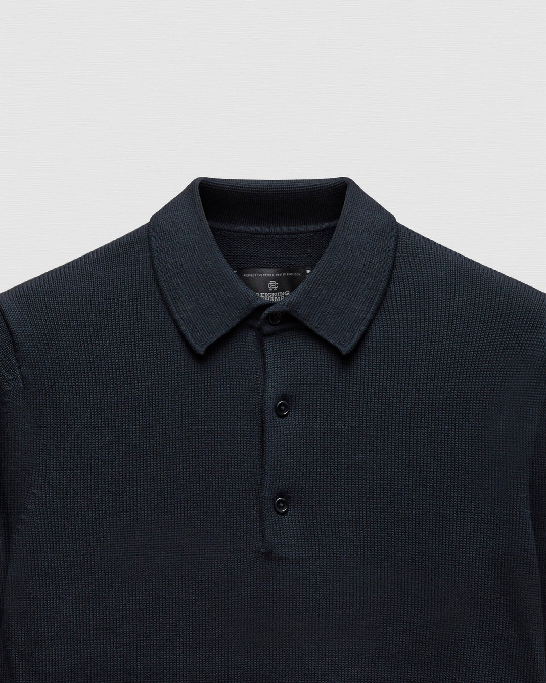 Reigning Champ - Supima Knit Commodore Polo Sweater in Navy