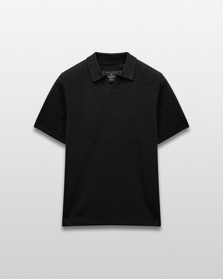 Reigning Champ - Cotton Linen Victor Polo in Black