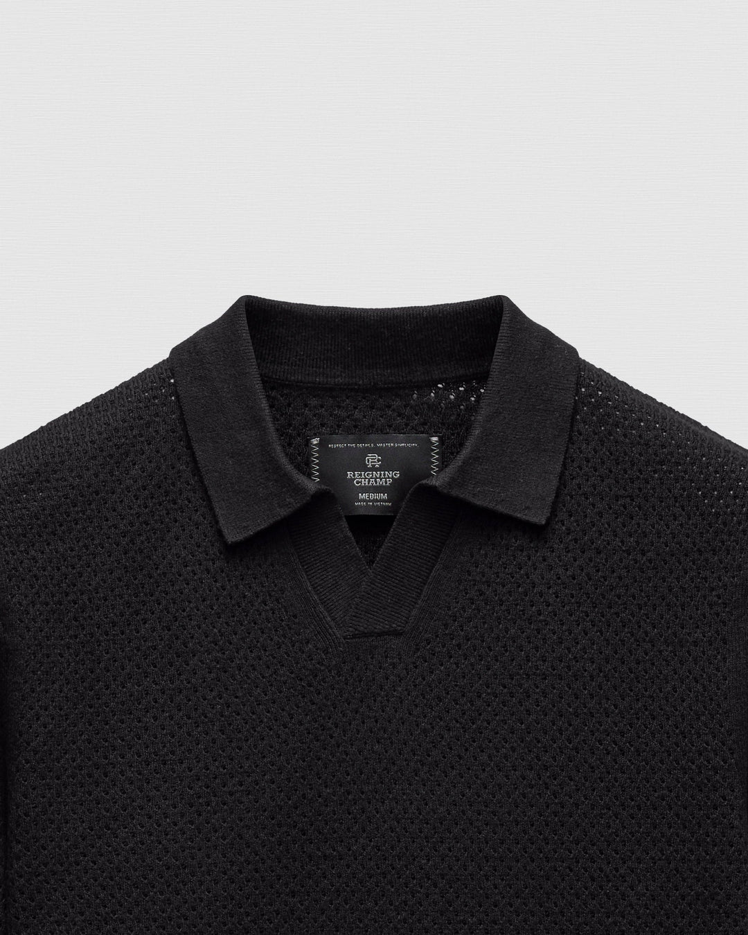 Reigning Champ - Cotton Linen Victor Polo in Black