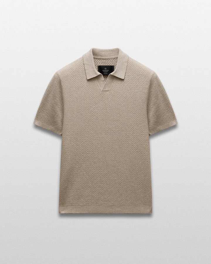 Reigning Champ - Cotton Linen Victor Polo in Heather Oatmeal