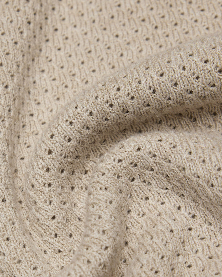 Reigning Champ - Cotton Linen Victor Polo in Heather Oatmeal