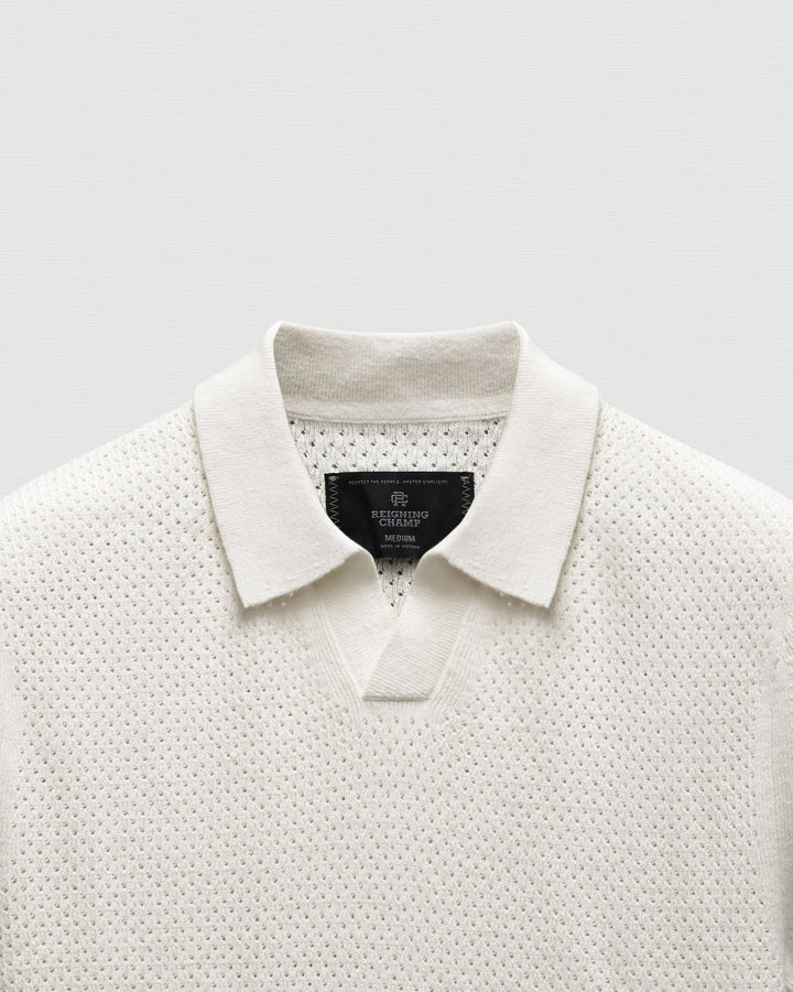 Reigning Champ - Cotton Linen Victor Polo in Ivory