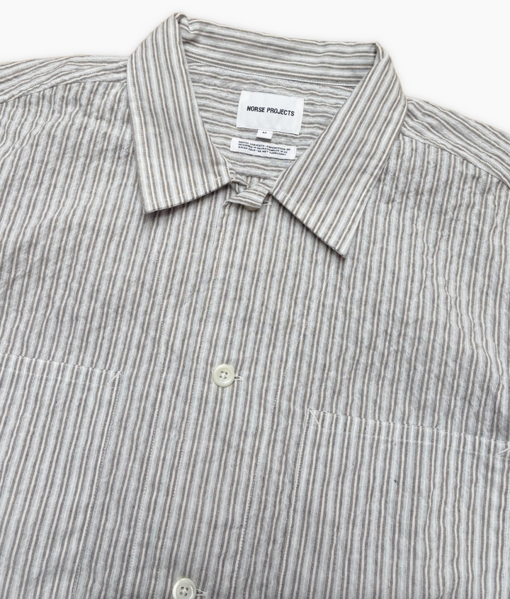 Norse Projects Mols Striped Short Sleeve Camp Shirt - Multi Color Stripe