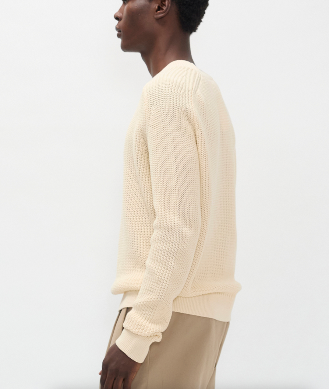 Norse Projects Limfjorden Cotton Paper Saddle Fishermen Sweater - Natural Ecru