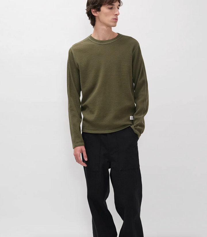 Norse Projects Stevns Cotton Hemp Military Rib Long Sleeve T-Shirt - Olive Night