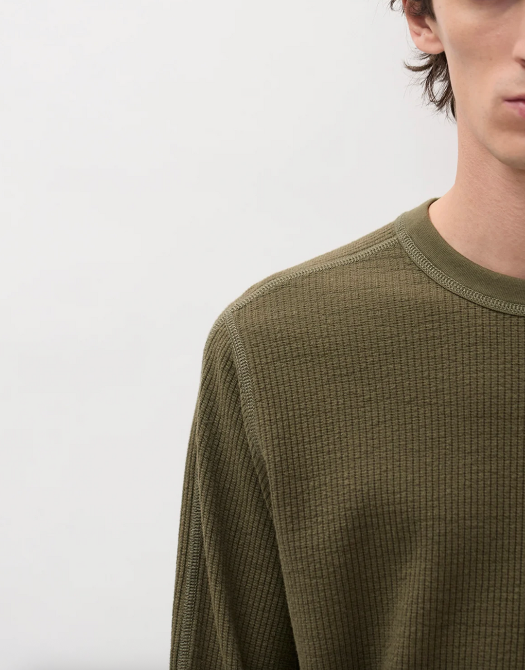 Norse Projects Stevns Cotton Hemp Military Rib Long Sleeve T-Shirt - Olive Night