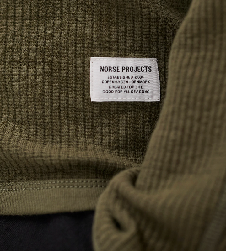 Norse Projects Stevns Cotton Hemp Military Rib Long Sleeve T-Shirt - Olive Night