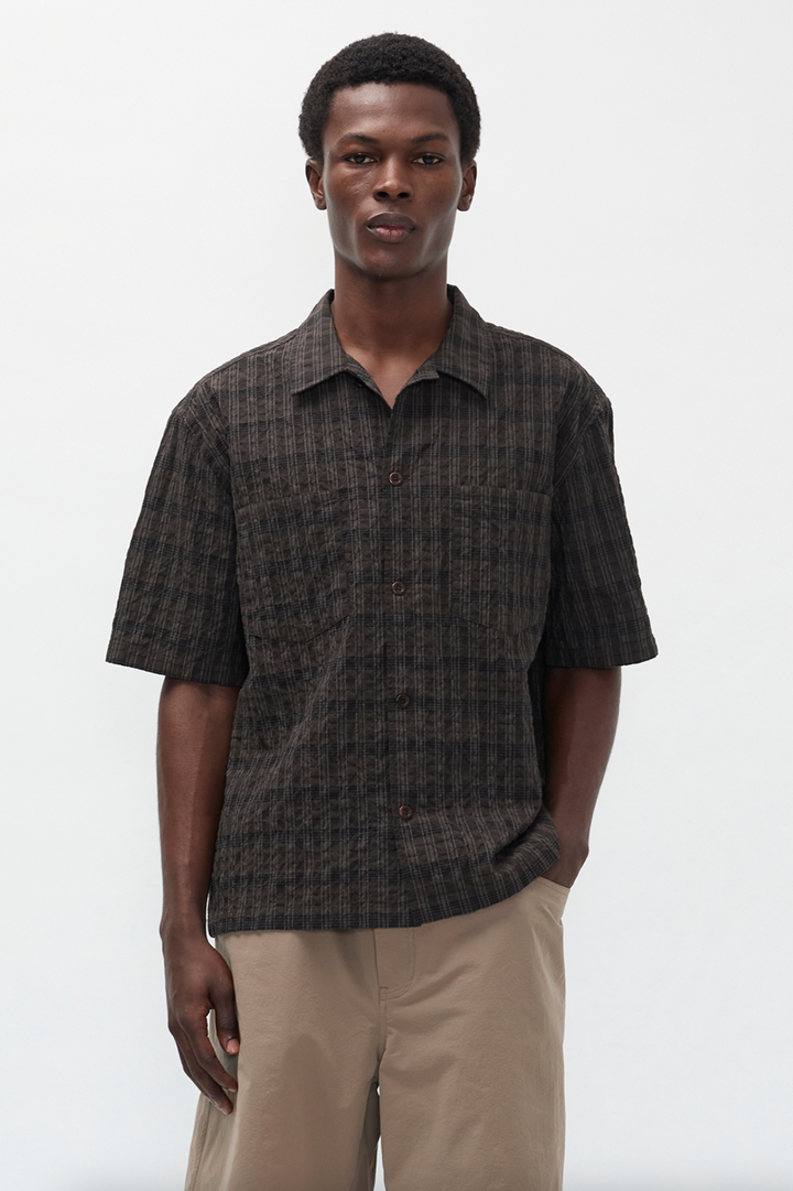 Norse Projects Mols Check Short Sleeve Camp Shirt - Delicioso Brown