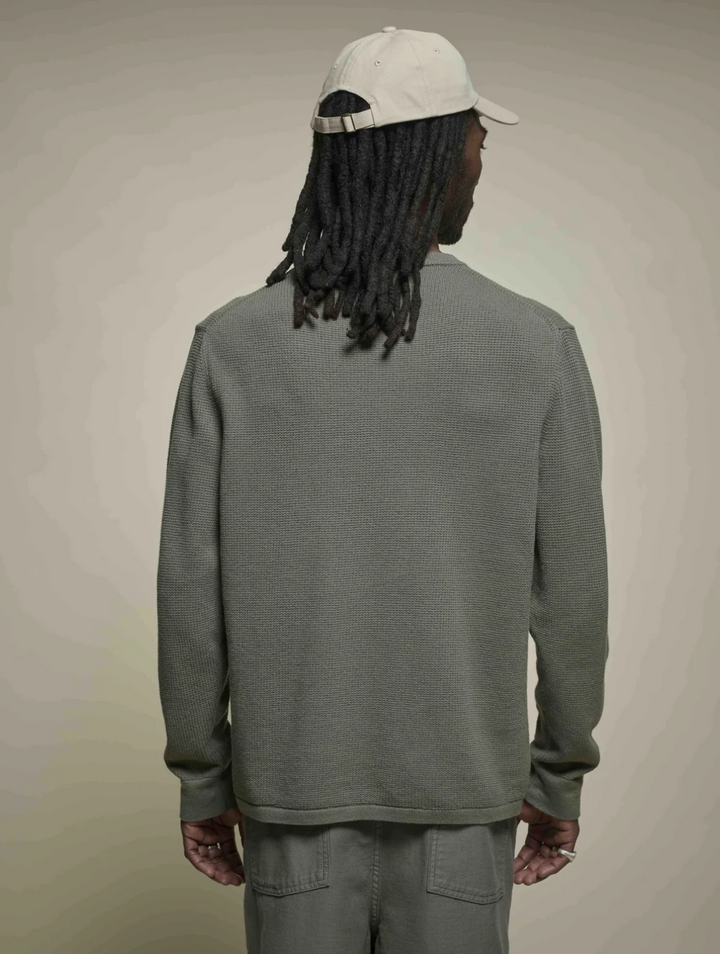 Merz b. Schwanen Lightweight Waffle Knit Sweater - Army