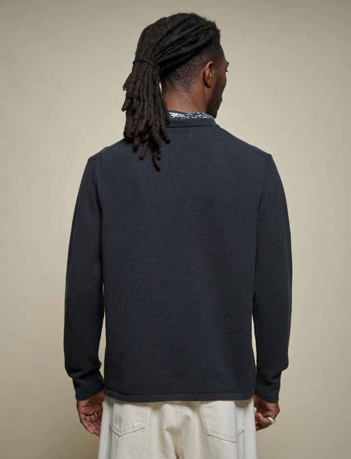 Merz b. Schwanen Lightweight Waffle Knit Sweater - Charcoal