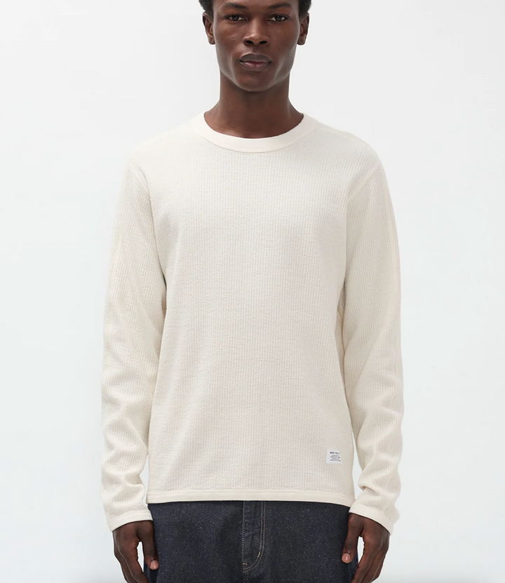 Norse Projects Stevns Cotton Hemp Military Rib Long Sleeve T-Shirt - Ecru