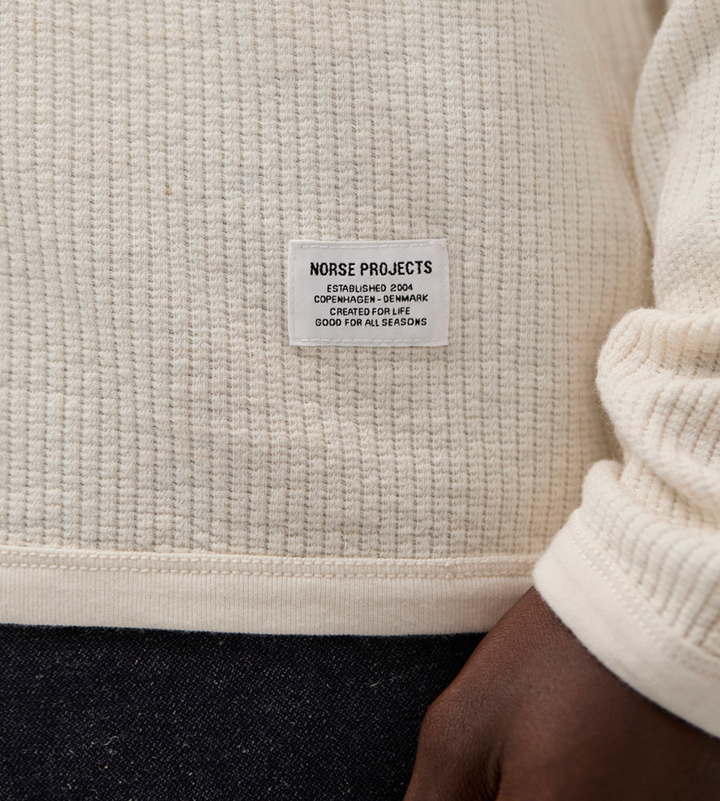 Norse Projects Stevns Cotton Hemp Military Rib Long Sleeve T-Shirt - Ecru