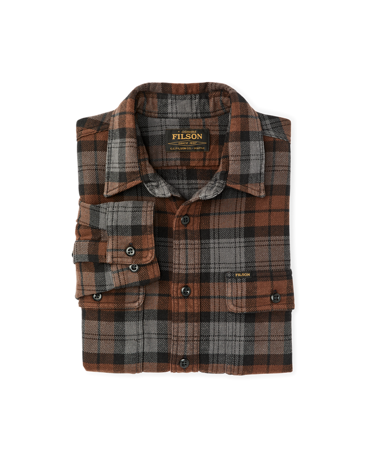 Filson - Vintage Flannel Work Shirt in Brown/Charcoal Plaid