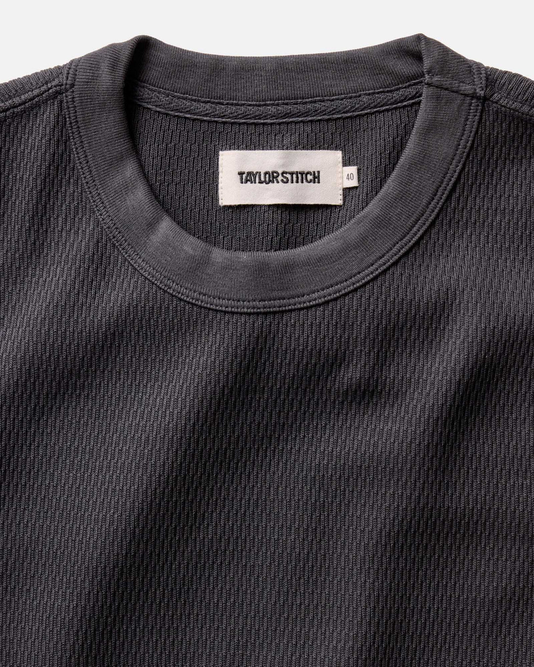 Taylor Stitch - The Organic Cotton Short Sleeve Crew in Faded Black Waffle