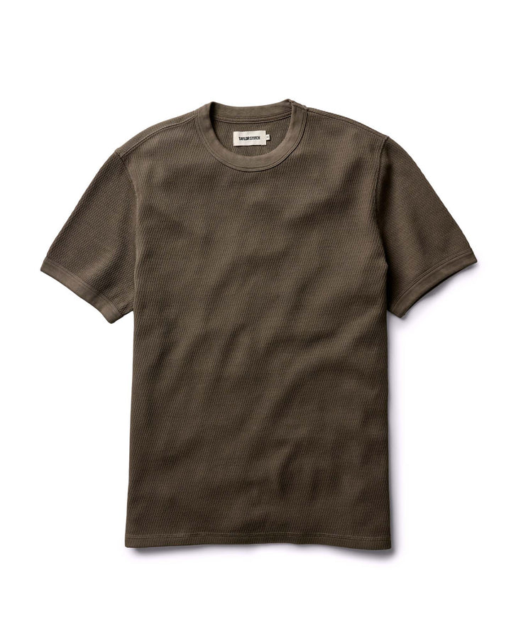 Taylor Stitch - The Organic Cotton Short Sleeve Crew in Fatigue Olive Waffle