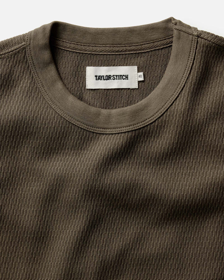Taylor Stitch - The Organic Cotton Short Sleeve Crew in Fatigue Olive Waffle