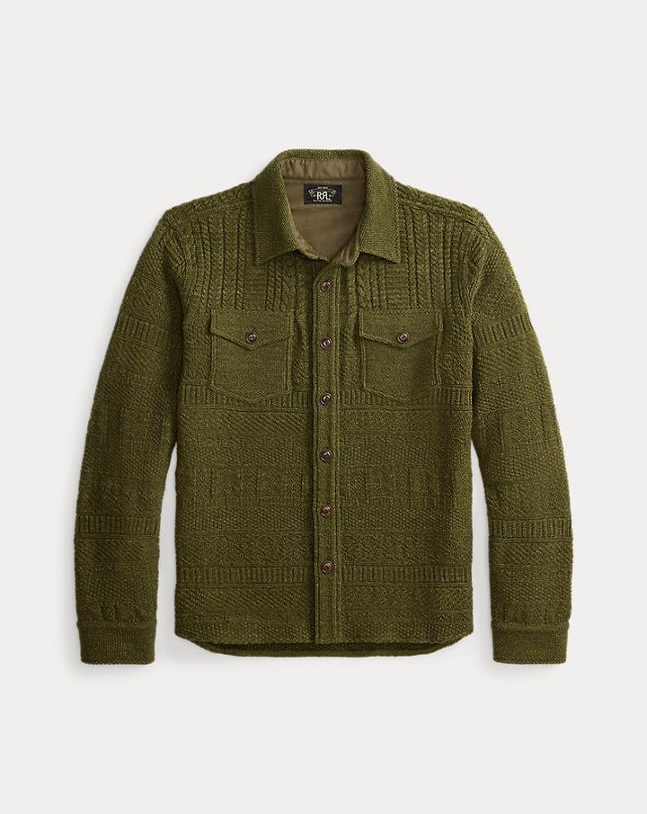 RRL - Cotton-Wool Workshirt Sweater in Olive