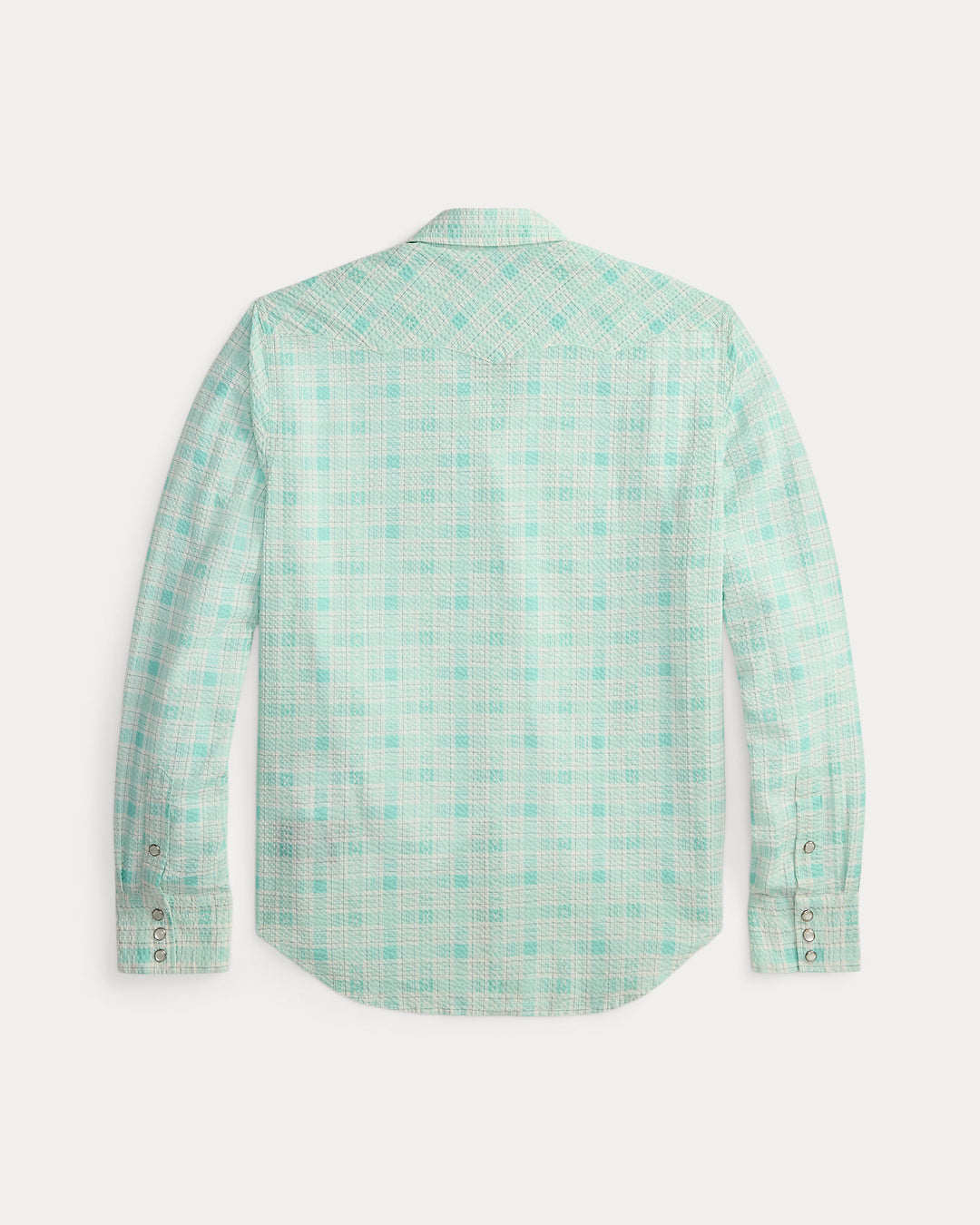 RRL - Slim Fit Seersucker Western Shirt in Turquoise