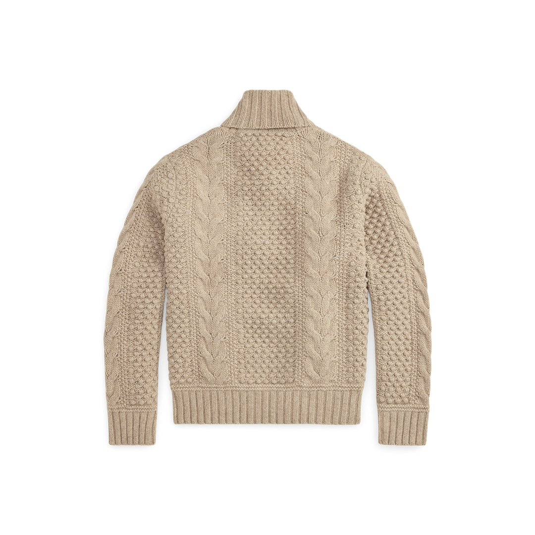 RRL Long-Sleeve Wool Blend Shawl Pullover Sweater - Cream Marl