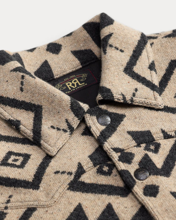 RRL Wool Western Sweater Jacket - Black/Cream