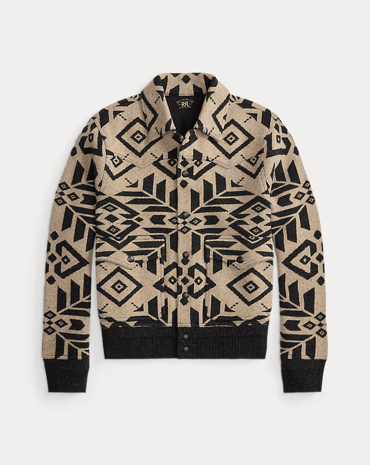 RRL Wool Western Sweater Jacket - Black/Cream