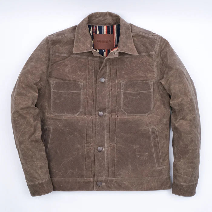 Freenote Cloth Riders Jacket Waxed Canvas - Oak with Blue Liner