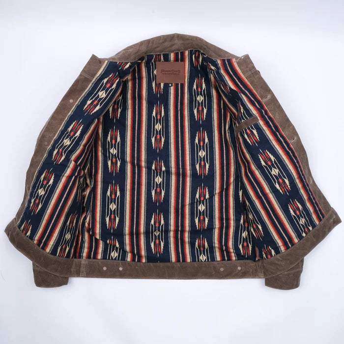 Freenote Cloth Riders Jacket Waxed Canvas - Oak with Blue Liner