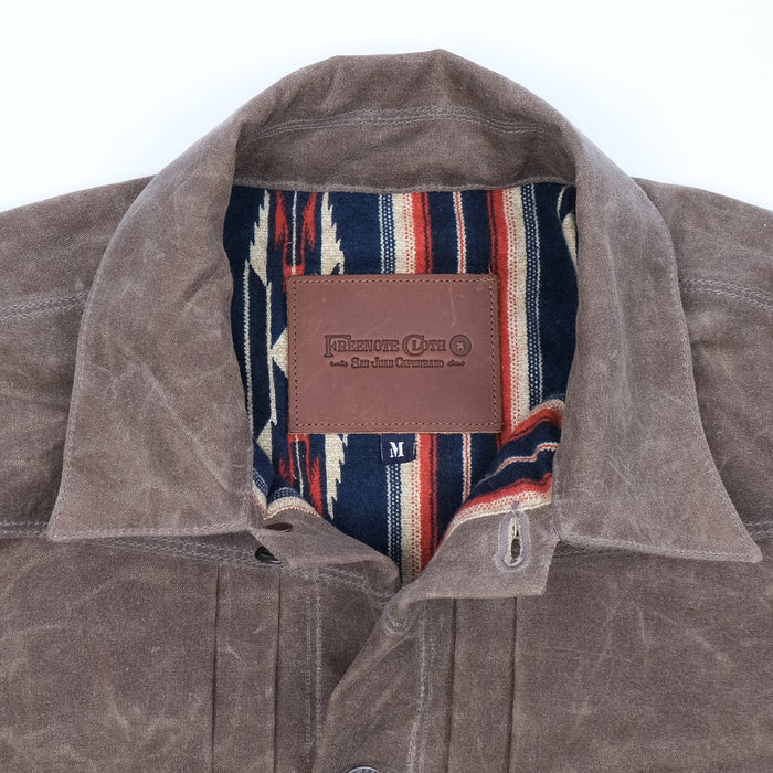 Freenote Cloth Riders Jacket Waxed Canvas - Oak with Blue Liner