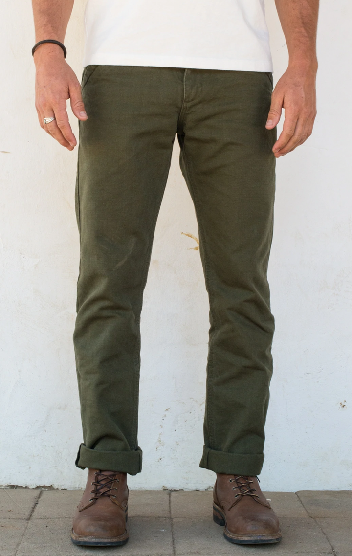 Freenote Cloth Workers Chino Slim Fit 14oz Slub - Army Green